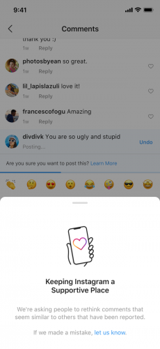 Instagram will let you know if you're about to post a hurtful comment